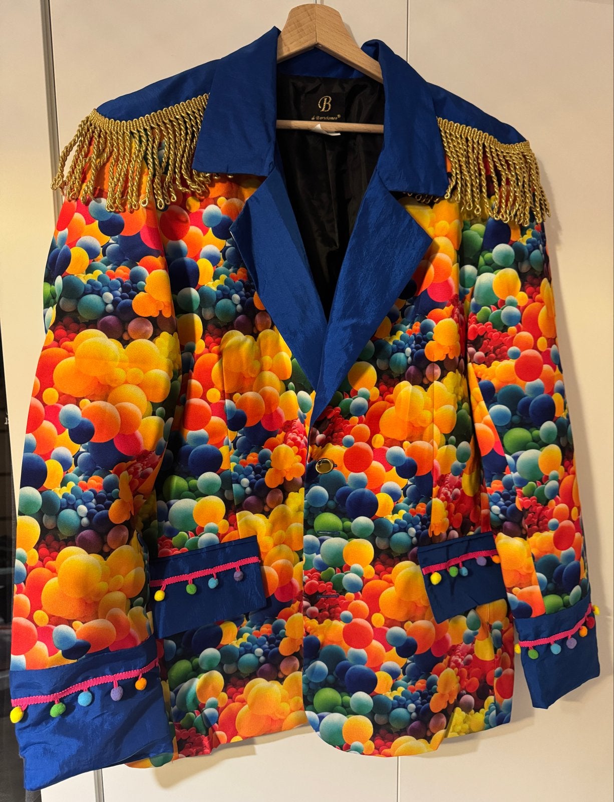 Kleurrijke Carnavalsjas Di Bartelomeo Maat 54 Zo Goed Als Ni, Maat 52/54 (L), Carnaval, Ophalen of Verzenden, Zo goed als nieuw