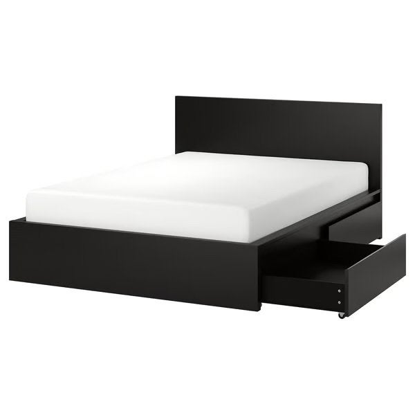 IKEA Malm bed 160x200 met lades, zwartbruin, Ophalen, Gebruikt, Zwart, Tweepersoons