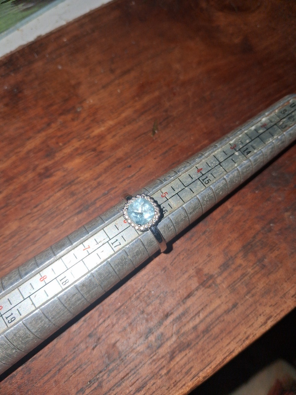 16.5 mm Witgouden Dames Ring met Blauwe topas Steen 8 Karaat, Verzenden, Kleiner dan 17, Wit, Goud