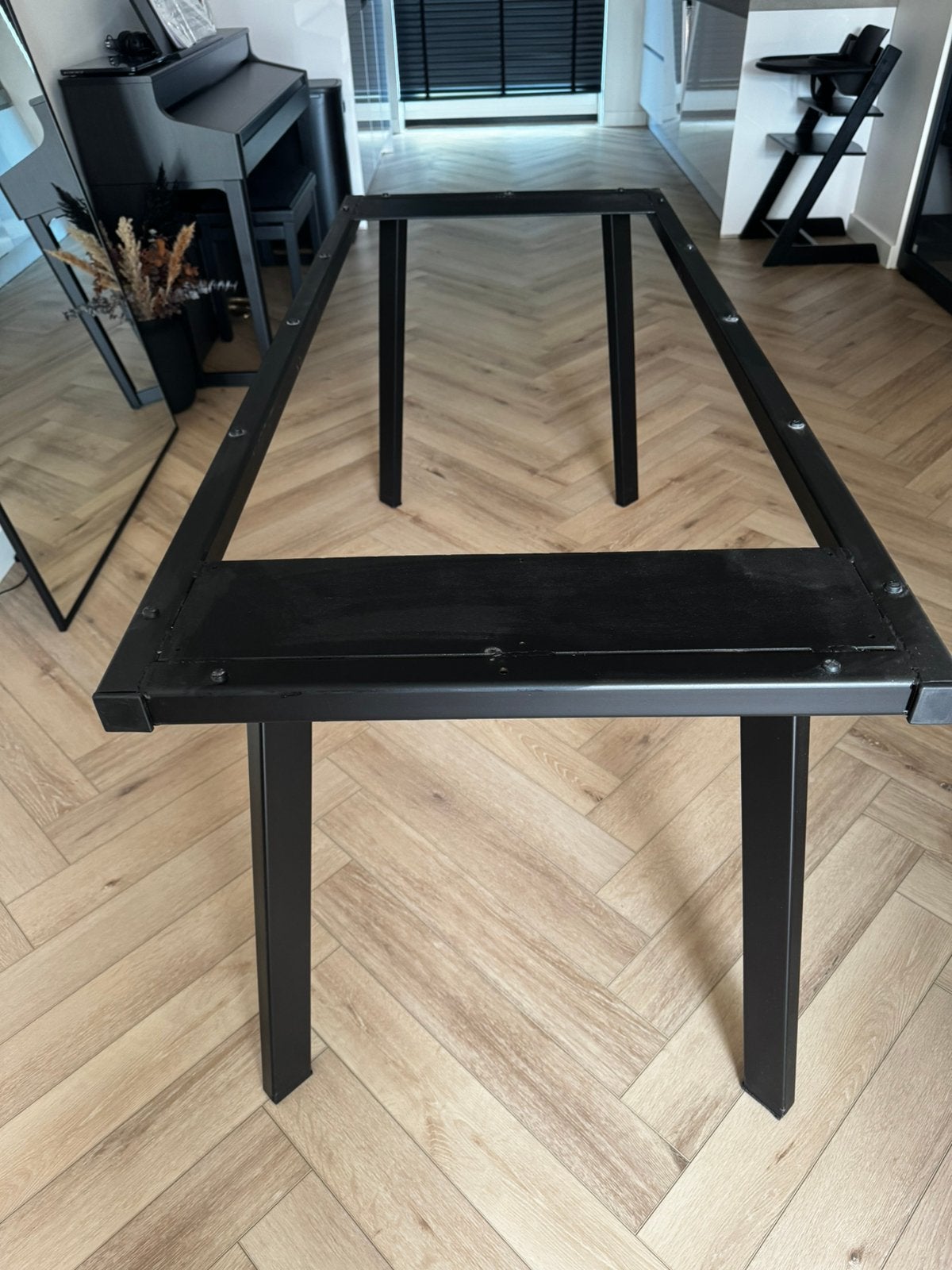 Zwart stalen tafelonderstel / tafelpoten – 160 x 67 x 75 cm, Huis en Inrichting, Tafels | Eettafels, Ophalen, 50 tot 100 cm, Zo goed als nieuw