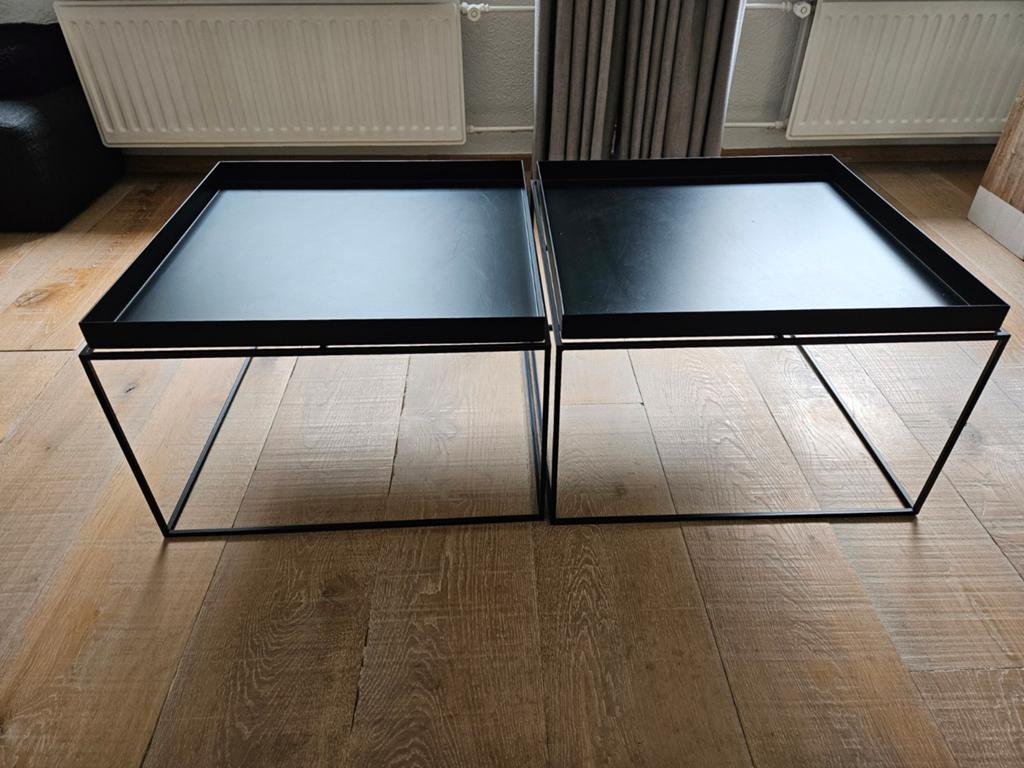 HAY salon/bijzettafels zwart 60x60 cm. Prijs voor twee stuks, Huis en Inrichting, Tafels | Salontafels, Ophalen, Gebruikt, 50 tot 100 cm