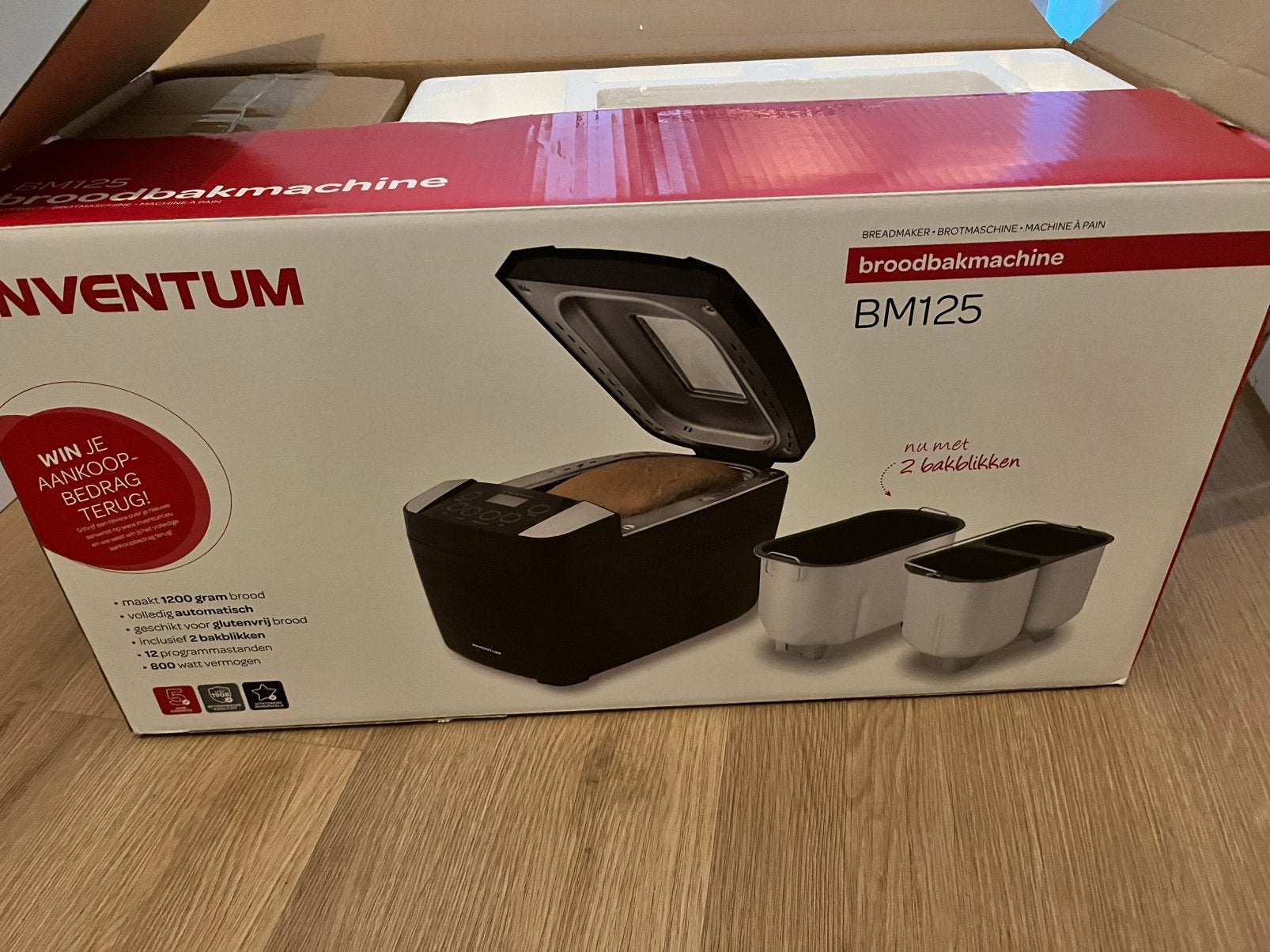 Broodbakmachine nieuw in doos nooit gebruikt, Met timer, Meer dan 10 programma's, 800 tot 1200 gram deeg, Nieuw