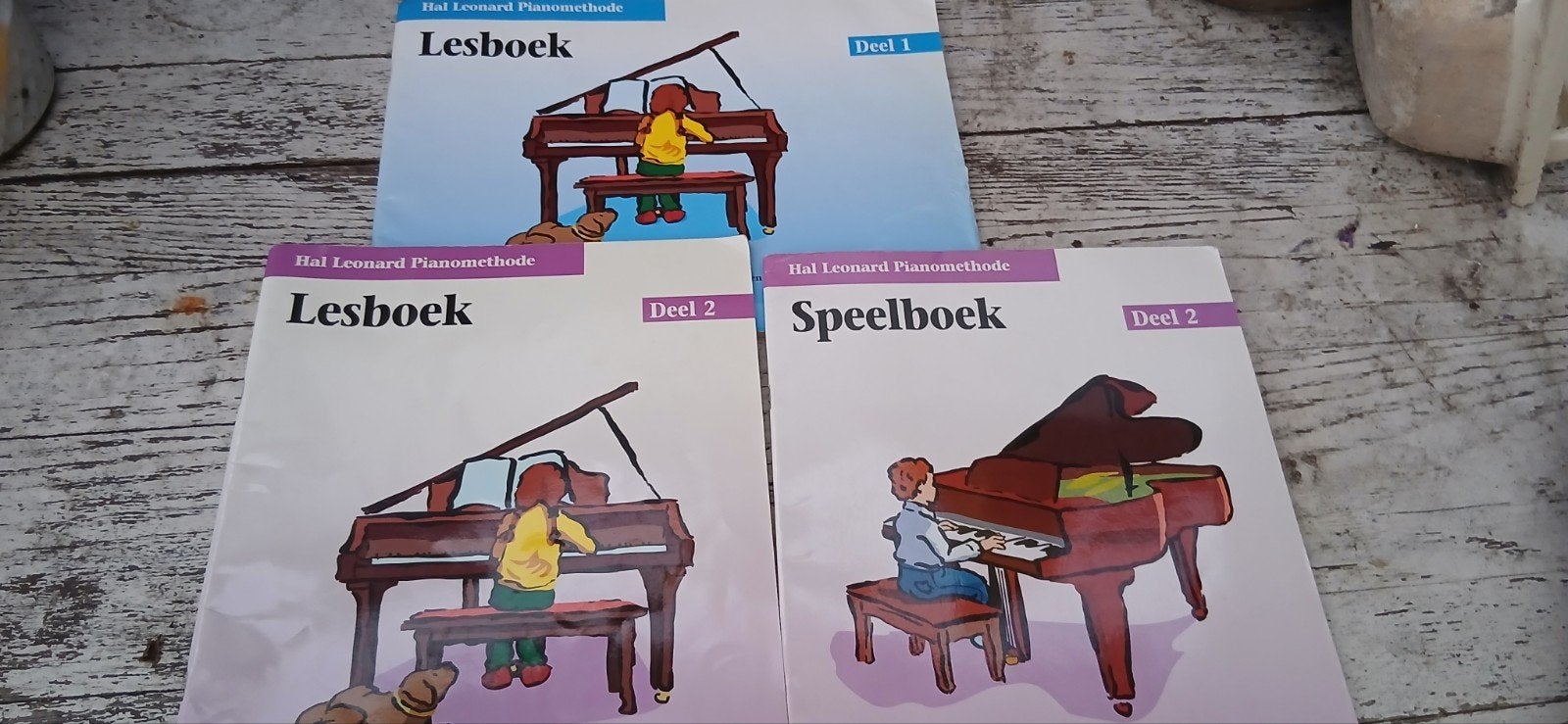 Hal Leonard Piano lesboeken deel 1 en 2 + speelboek deel 2, Gebruikt, Overige genres, Les of Cursus, Ophalen of Verzenden