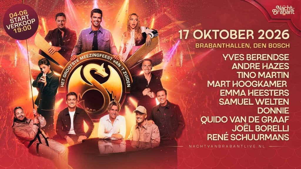 2 entreekaarten Nacht van brabant 17 oktober 2026, Tickets en Kaartjes, Twee personen