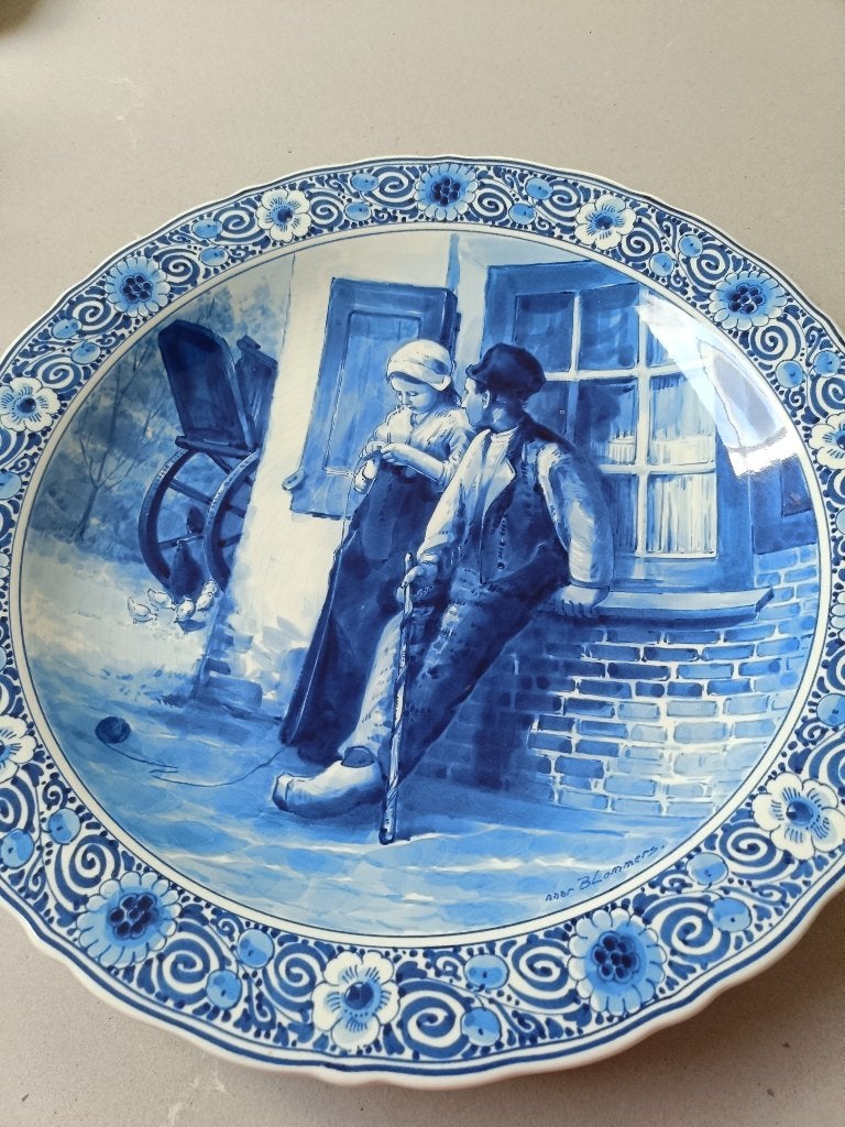 Groot Delfts blauw wandbord, 1974 , kunstenaar BJ Blommers, Ophalen of Verzenden