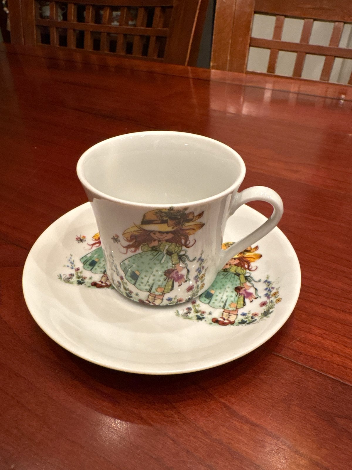 Vintage Tirschenreuth Bavaria Kop en Schotel met Meisjesprin, Ophalen of Verzenden