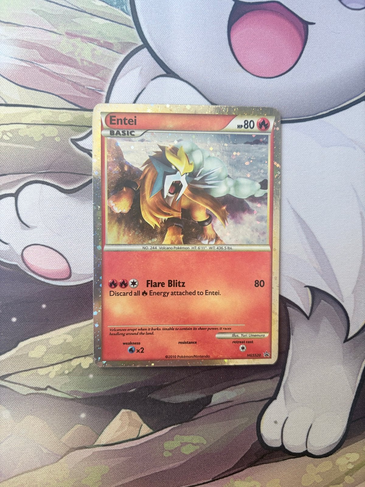 Entei shiny Pokémon Kaart (HGSS20) - Zo goed als nieuw, Ophalen of Verzenden, Zo goed als nieuw, Losse kaart, Foil