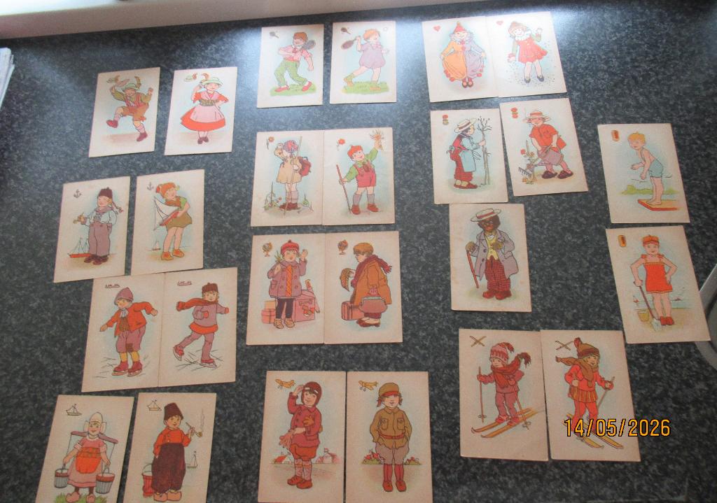 ANTIEK ZWARTE PIETEN KAARTSPEL-  25 KAARTJES -CA1924, Ophalen of Verzenden