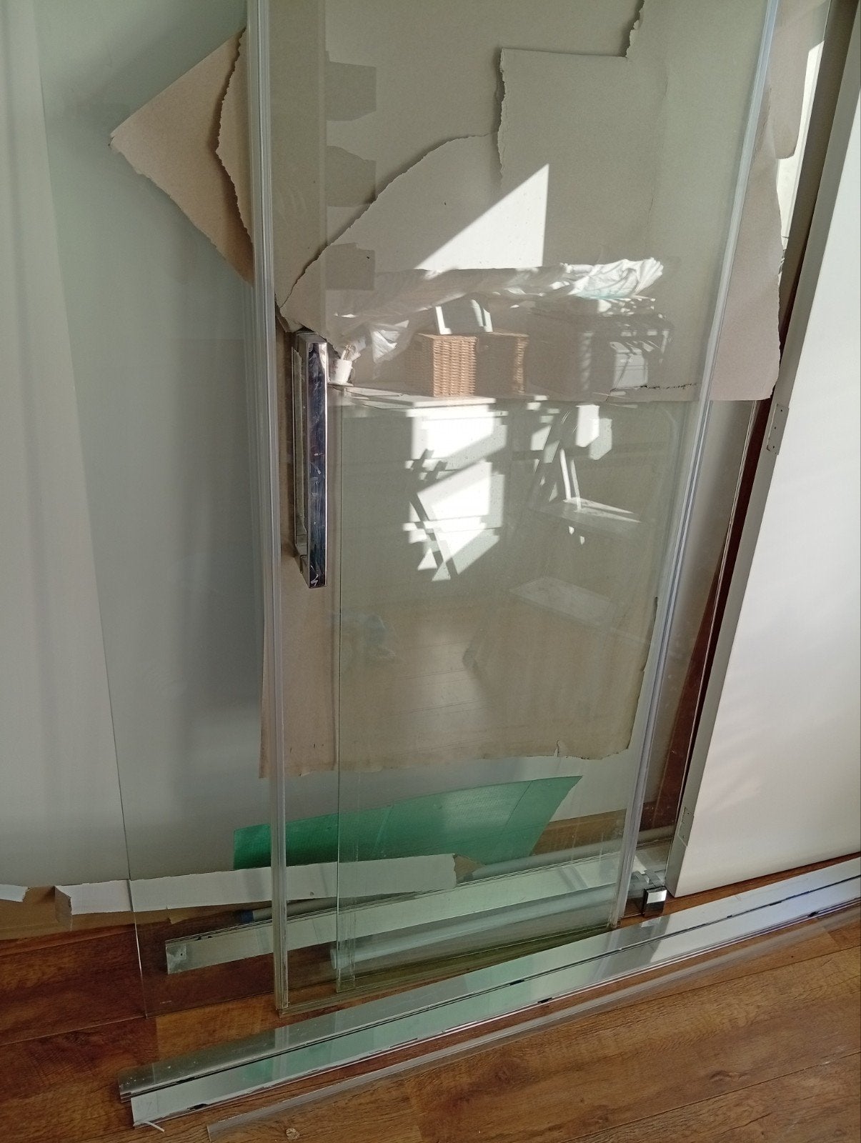 Glazen douchecabine met schuifdeur, Doe-het-zelf en Verbouw, Ophalen of Verzenden, Gebruikt, Chroom, Douche