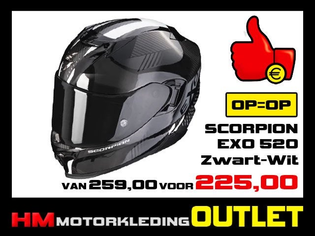 Motorhelm Scorpion EXO 520 Laten - Zwart-Wit - EXO-520, Info@huybersmotoren.nl, HM - Sale, NL, Kinderen