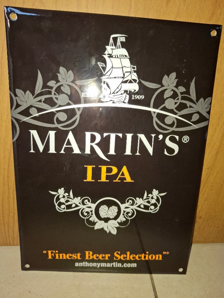 Emaille bord Martin's Ipa, Verzamelen, Ophalen of Verzenden, Nieuw, Reclamebord, Plaat of Schild, Overige merken