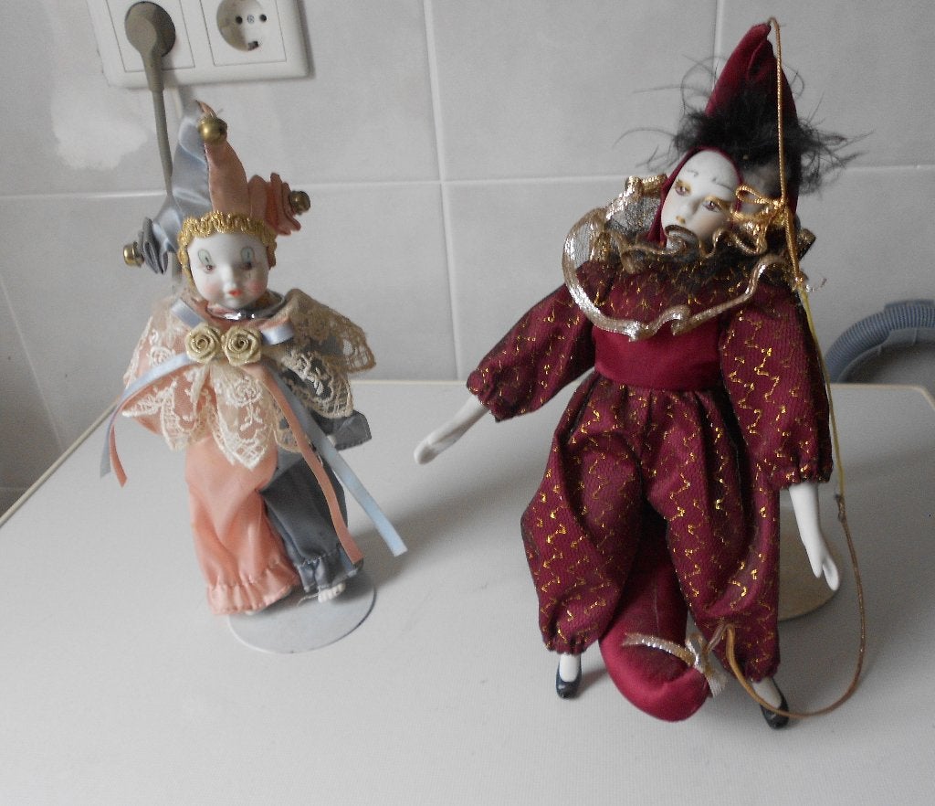 Vintage Harlekijnen – Narren – Poppen van porselein ., Verzamelen, Poppen, Ophalen of Verzenden, Zo goed als nieuw, Overige typen