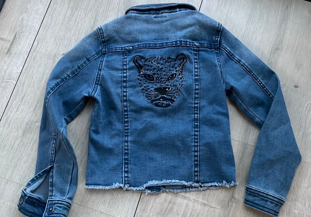 Gaaf spijkerjasje shoeby 110 stretch, Kinderen en Baby's, Kinderkleding | Maat 110, Ophalen of Verzenden, Zo goed als nieuw, Meisje