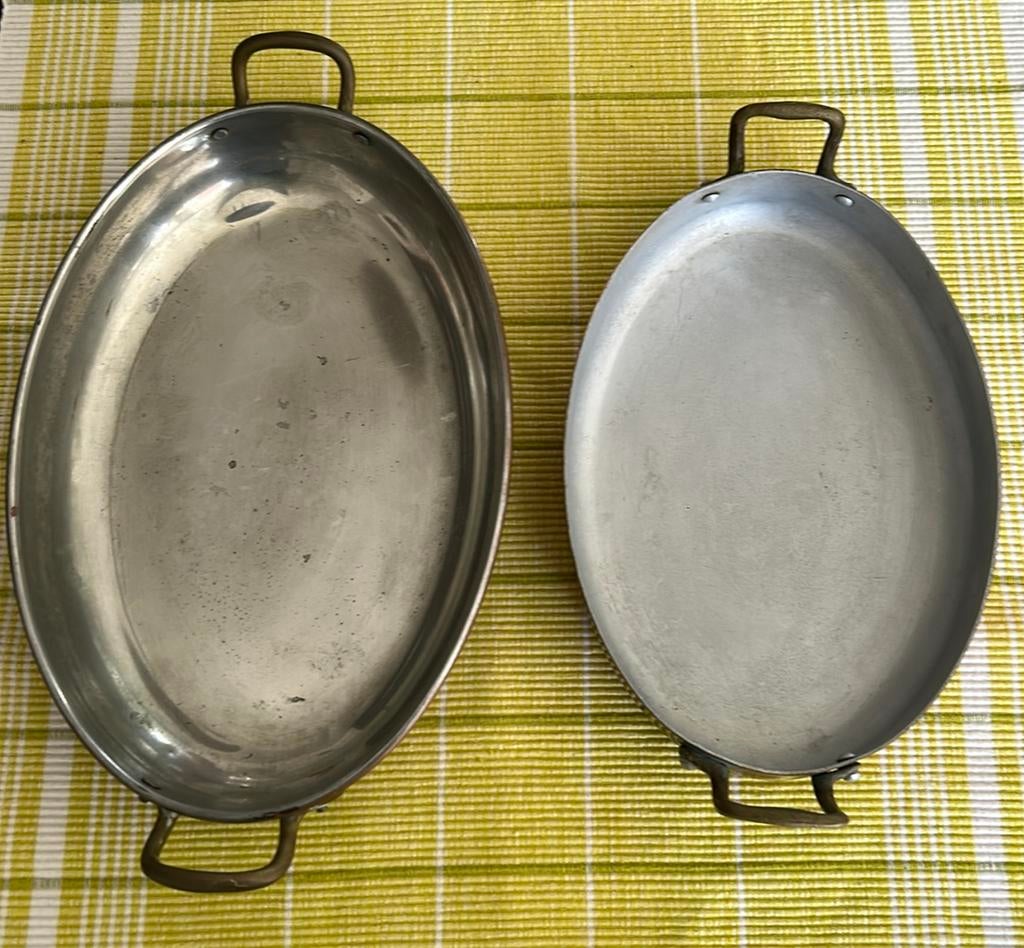 Koperen pannen ovale koperen schalen ovenvast, Ophalen of Verzenden, Gebruikt, Overige materialen, Overige typen