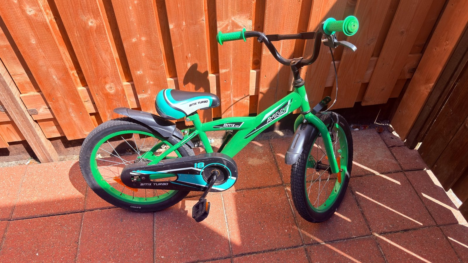 Amigo Turbo kinderfiets 18 inch - Groen, Ophalen, Terugtraprem, Zijwieltjes, Saaaaa
