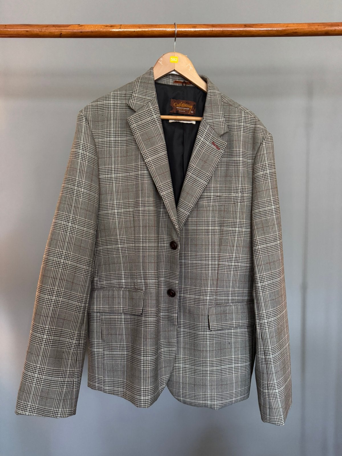 Colbert jasje grijs ruitje xxl, Kleding | Heren, Ophalen of Verzenden, Zo goed als nieuw, Overige maten, Grijs