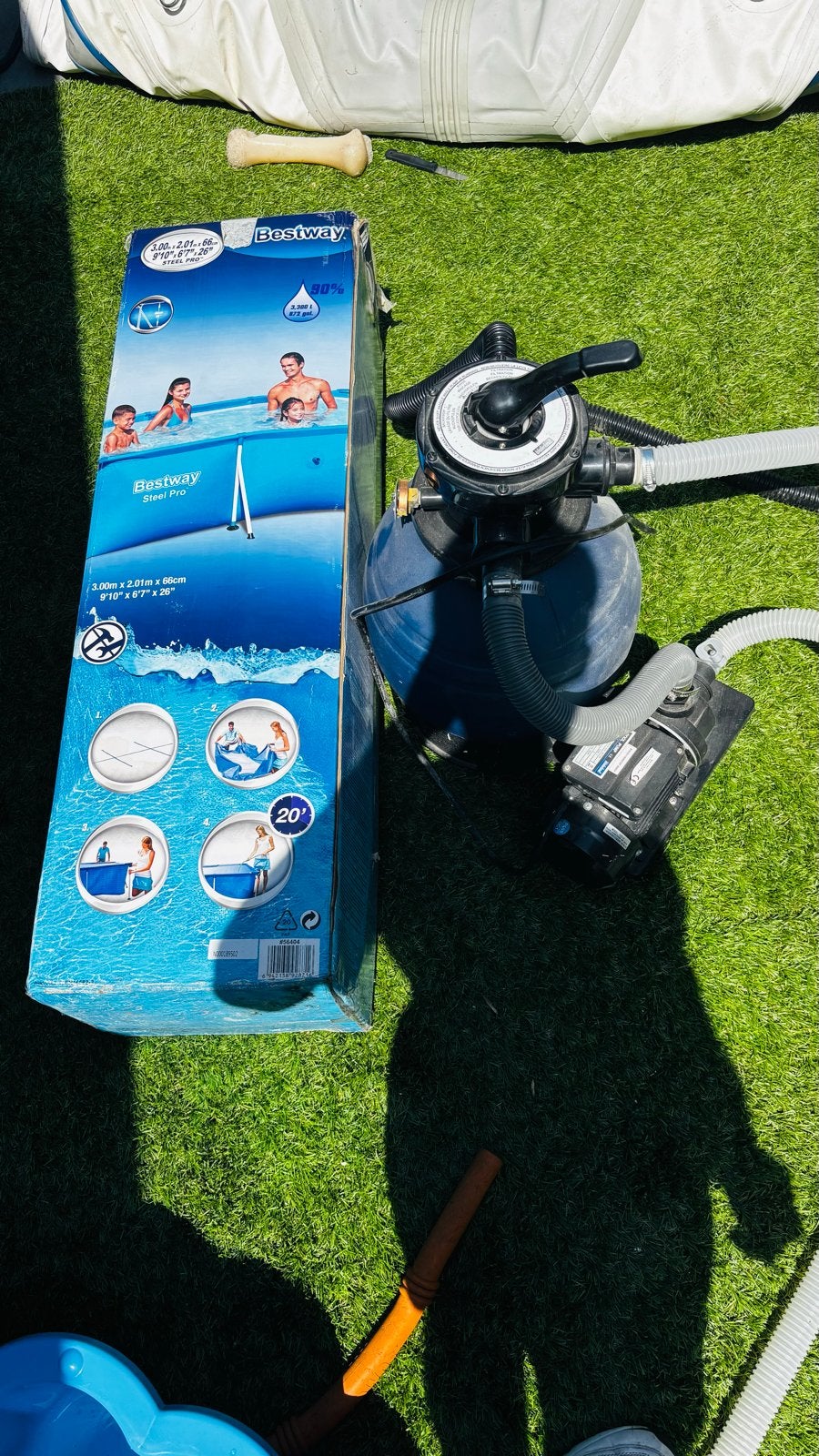 Bestway zwembad 3x2m met zandfilter en waterbenodigdheden, Ophalen, Gebruikt, Opzetzwembad, 200 tot 400 cm