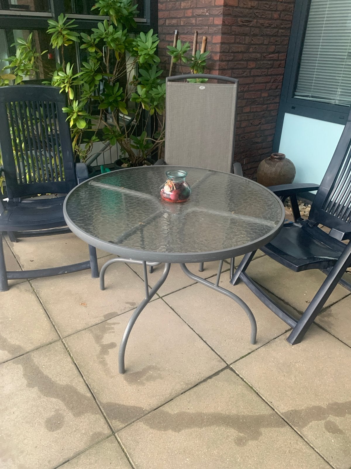 Tuin/Balkontafel rond, doorsnee 110 cm, Ophalen, Gebruikt, Rond, Metaal