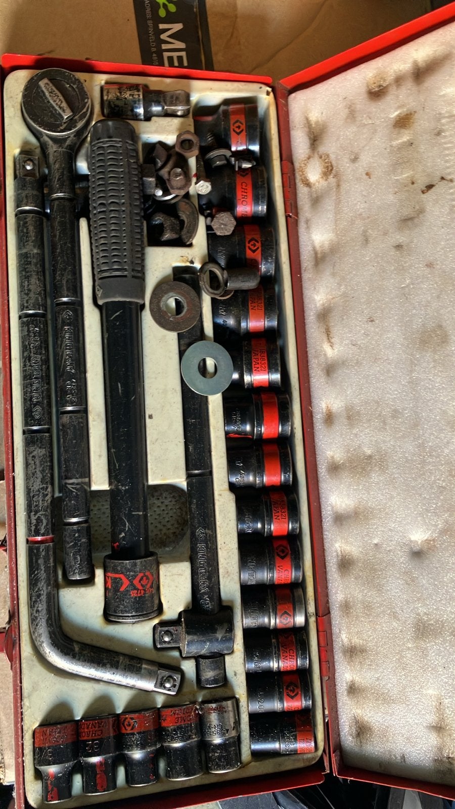 Gereedschapsset met doppen en ratel Engels, Doe-het-zelf en Verbouw, Gereedschap | Handgereedschap, Ophalen, Gebruikt, Gereedschapsset