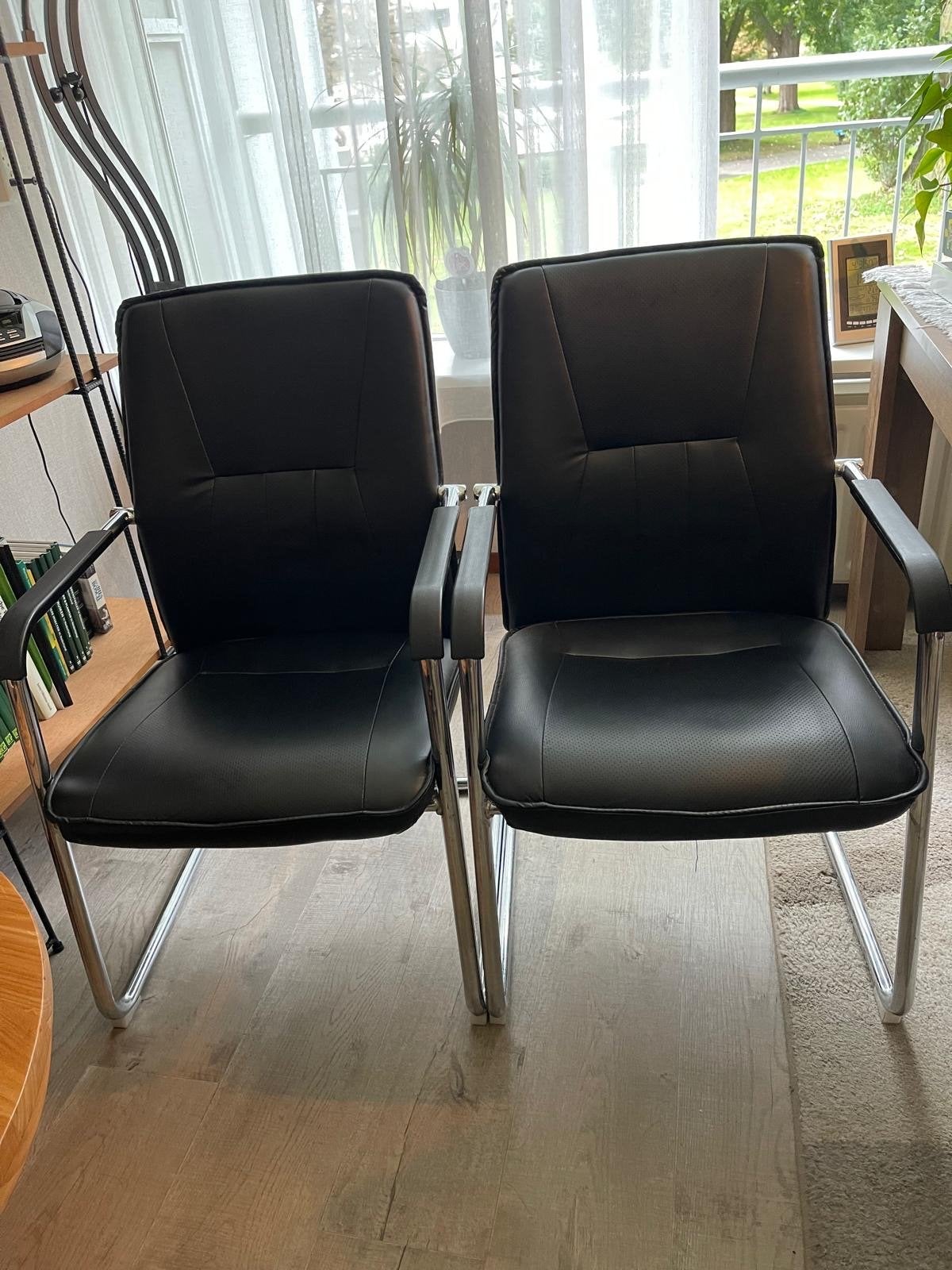 4  hele nette zgan eetkamerstoelen, Ophalen, Zwart, Leer, Zo goed als nieuw