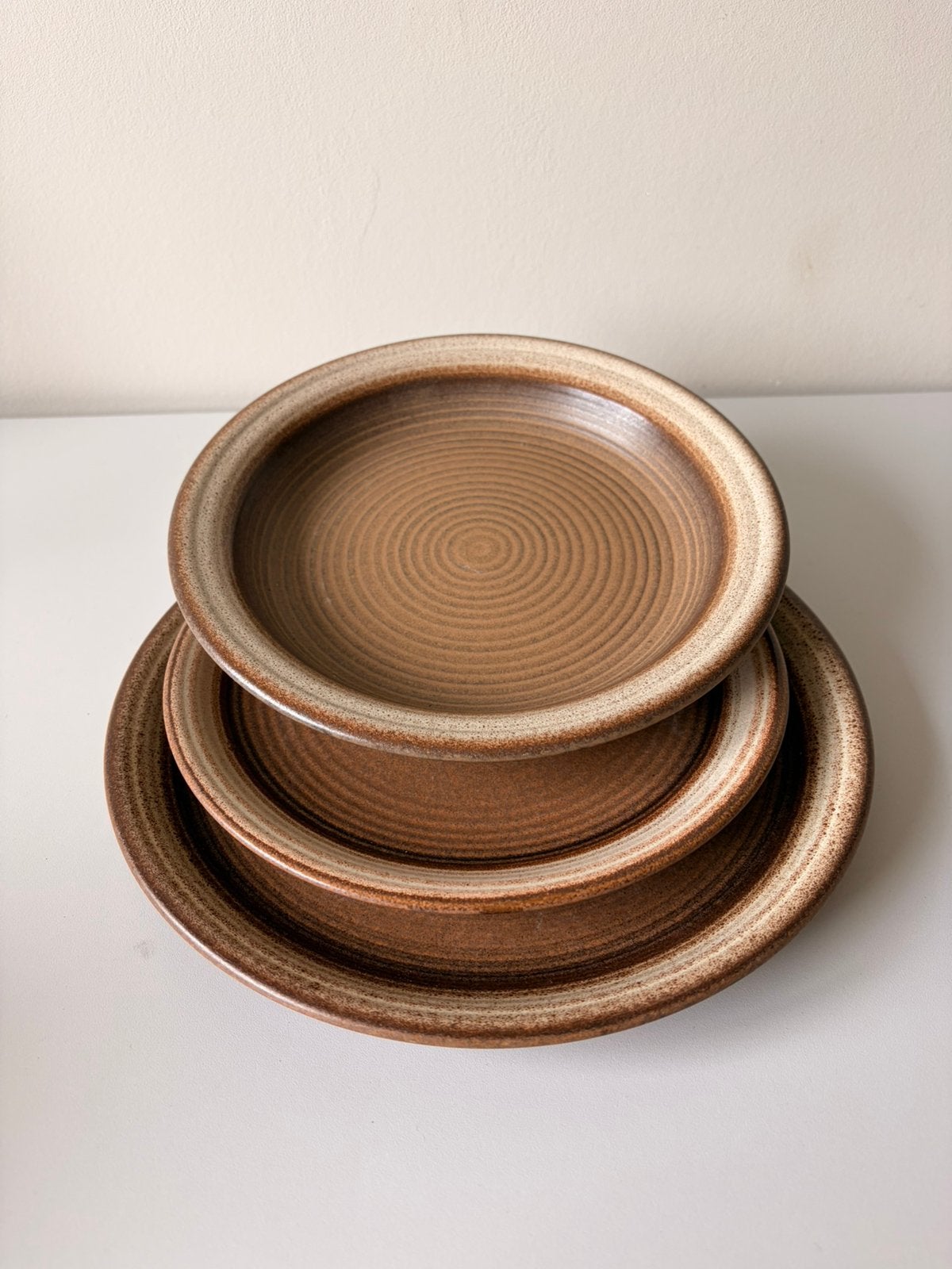 Vintage Gerzit servies 12-delig / bruin keramiek, Overige merken, Keramiek, Vintage, Ophalen of Verzenden