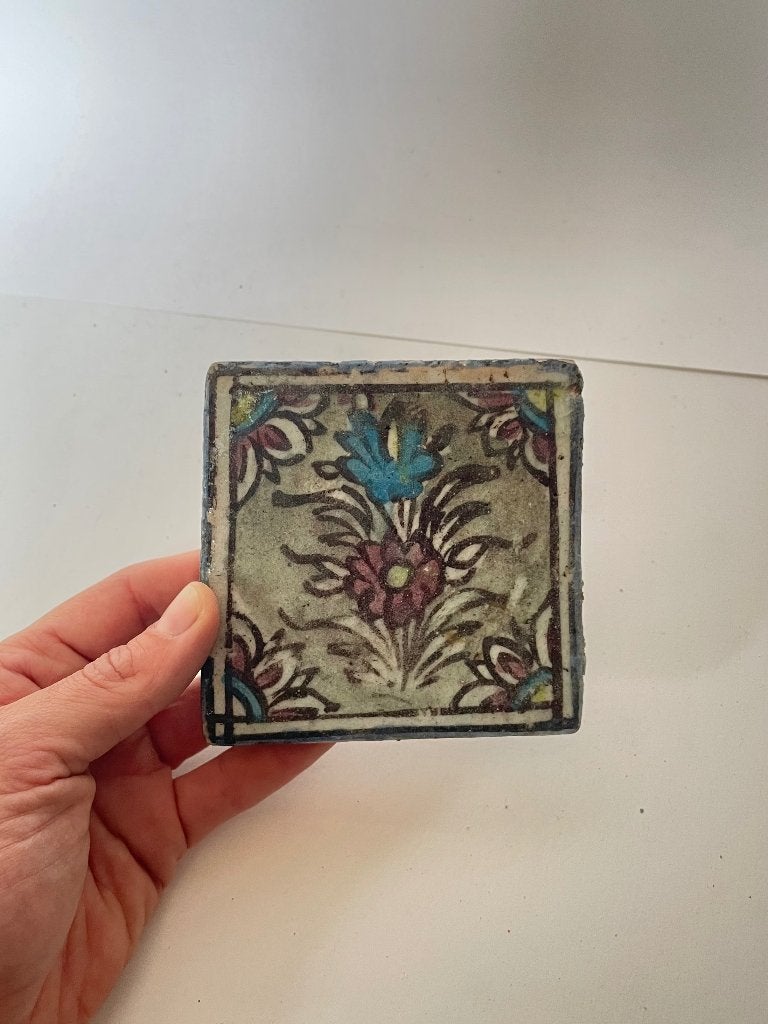 Originele Qajar Dynastie Tegel - Perzisch Aardewerk, Ophalen of Verzenden