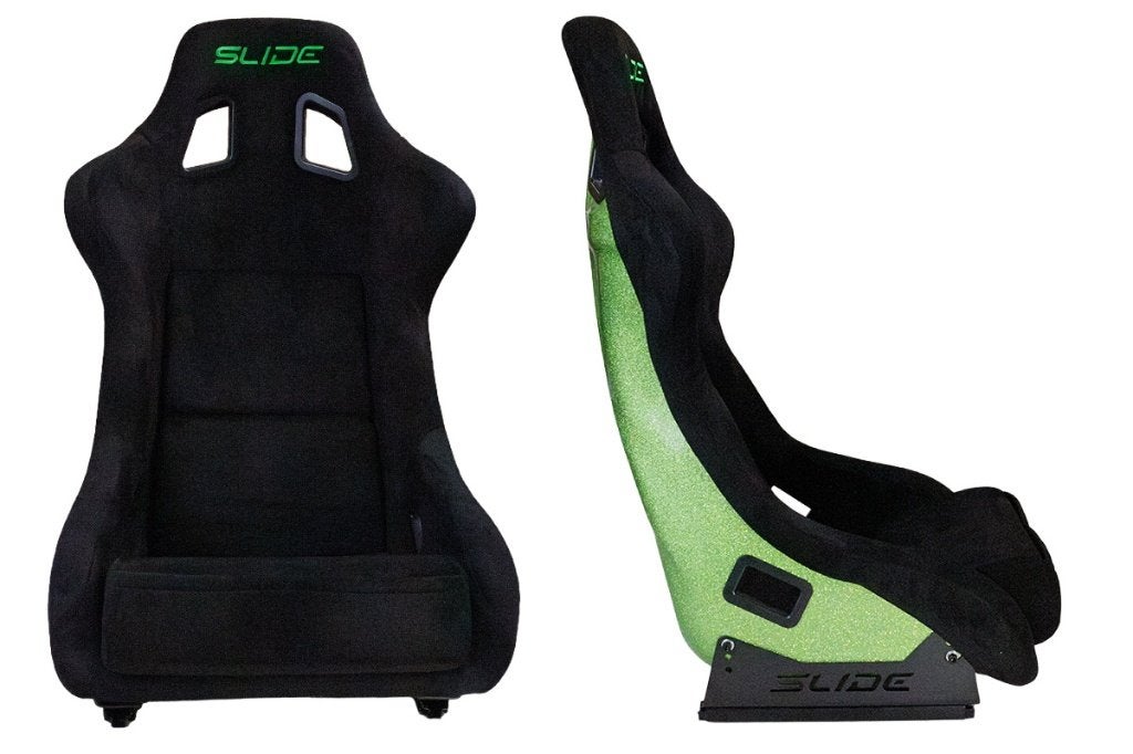 Slide KS2 Kuipstoel zwart suede alcantara groen glitter, Ophalen of Verzenden
