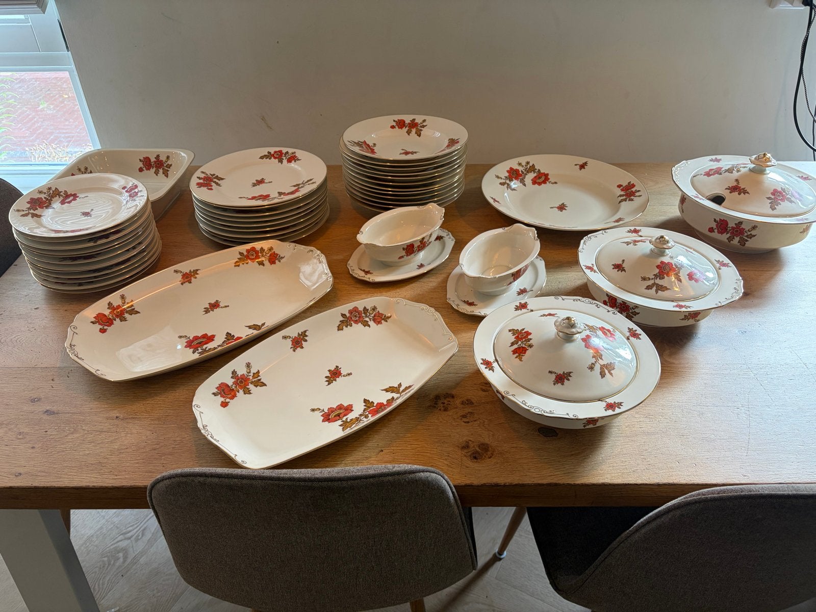 Vintage Pirkenhammer servies met bloemmotief, Antiek en Kunst, Ophalen of Verzenden