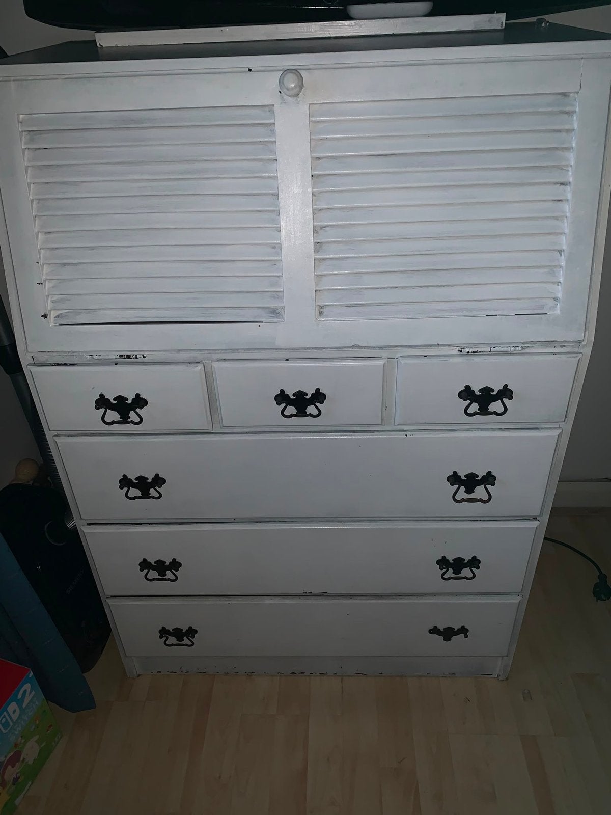 Vintage secretaire/bureau met lades - Wit geverfd, Ophalen, Gebruikt