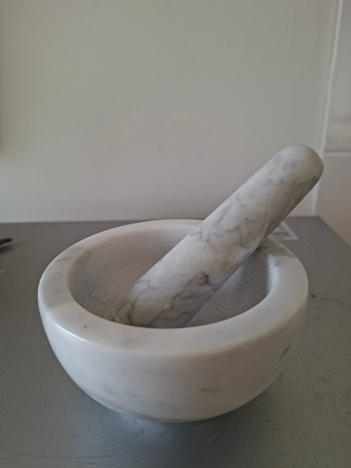 Marmeren vijzel met stamper, Ophalen of Verzenden