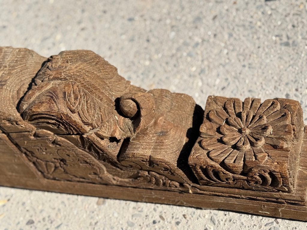 6 antieke houten ornamenten met houtsnijwerk., Antiek en Kunst, Curiosa en Brocante, Ophalen