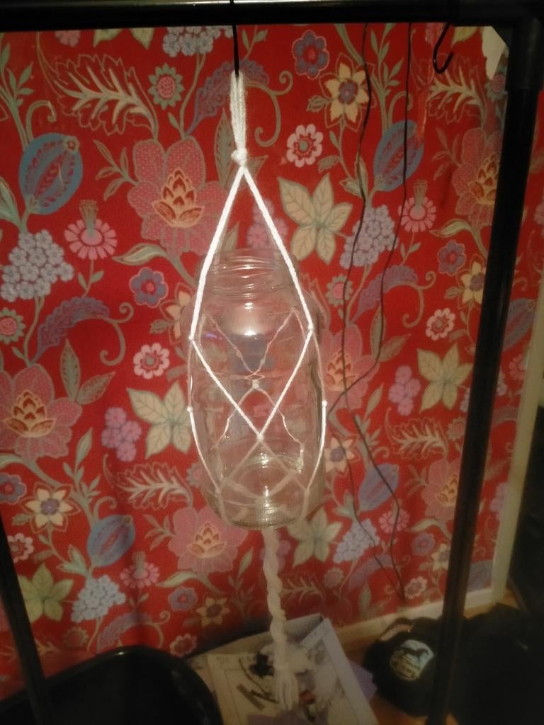Handgemaakte macramé hanger met glazen pot, Huis en Inrichting, Kamerplanten, Ophalen