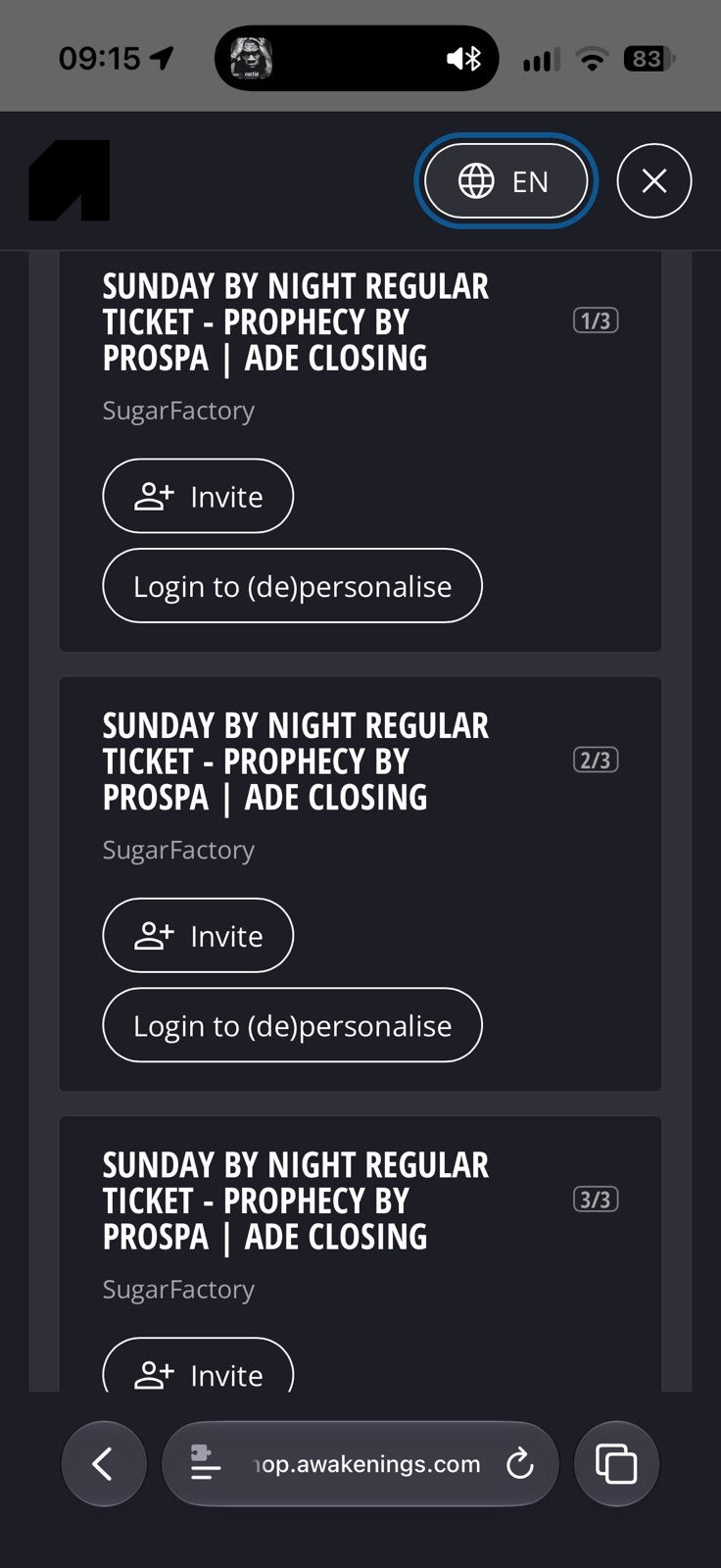 1x Ticket Awakenings ADE Prophecy by Prospa, Tickets en Kaartjes, Eén persoon