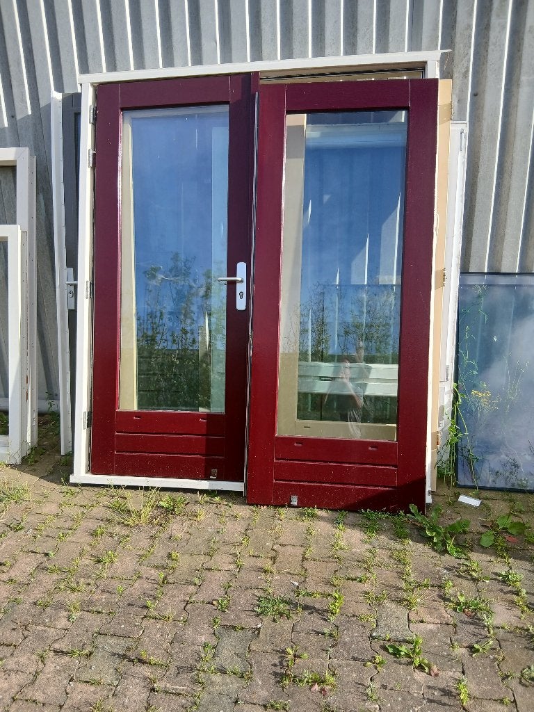 dubbele tuindeuren met kozijn, Doe-het-zelf en Verbouw, Deuren en Horren, Ophalen, Gebruikt, 120 cm of meer, Buitendeur