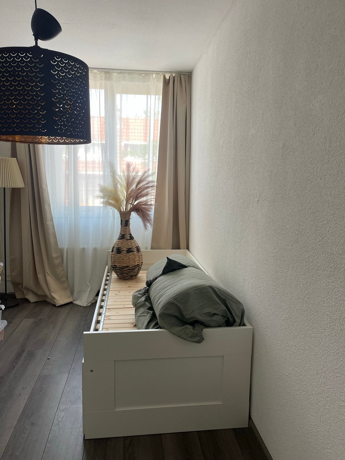 IKEA BRIMNES Bedbank met 2 lades, wit, 80x200 cm, Ophalen, Eenpersoons, Wit, Zo goed als nieuw