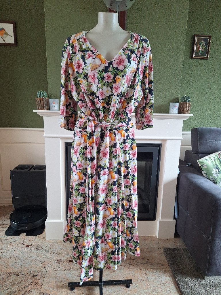 Roodborstje lange jurk maat 46, Kleding | Dames, Maat 46/48 (XL) of groter, Onder de knie, Meerkleurig, Verzenden