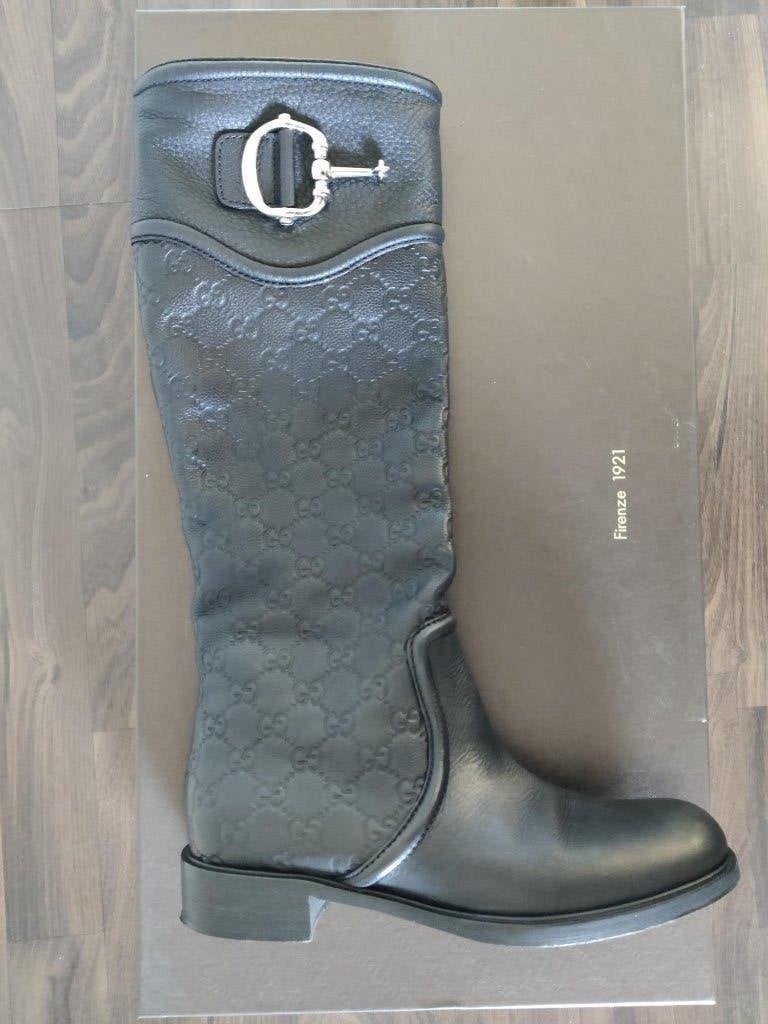 Gucci laarzen met Gucci-print monogram maat 39,5   ALS NIEUW, Hoge laarzen, Zwart, Ophalen of Verzenden, Gucci