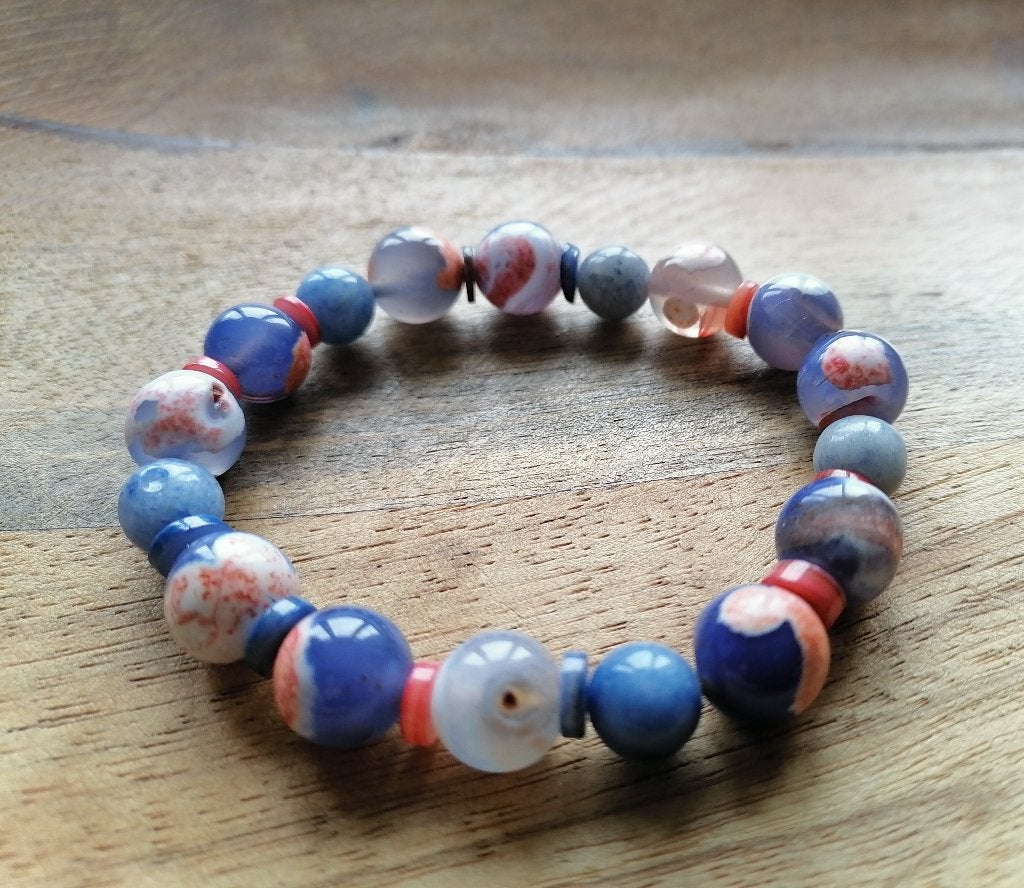 Nieuwe zelfgemaakte armband met natuurstenen kralen, Overige materialen, Overige kleuren, Nieuw, Ophalen of Verzenden