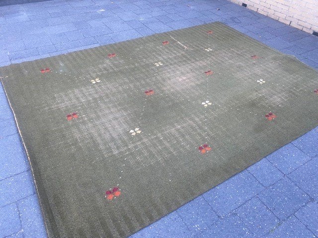 Groen vloerkleed vintage 305 x 220cm, Ophalen, Gebruikt, Vintage, 200 cm of meer
