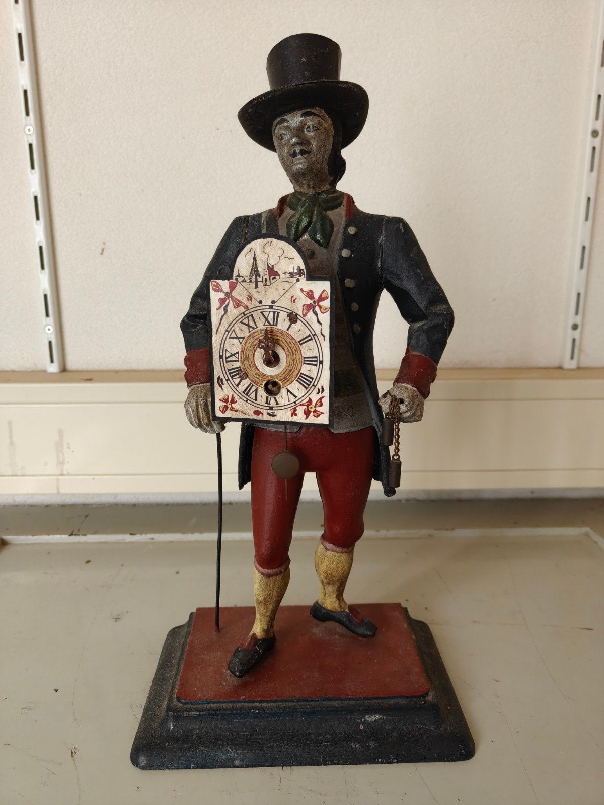 Antiek Klokkenmannetje J.v.E. – Schwarzwalder Uhrenträger, Ophalen of Verzenden