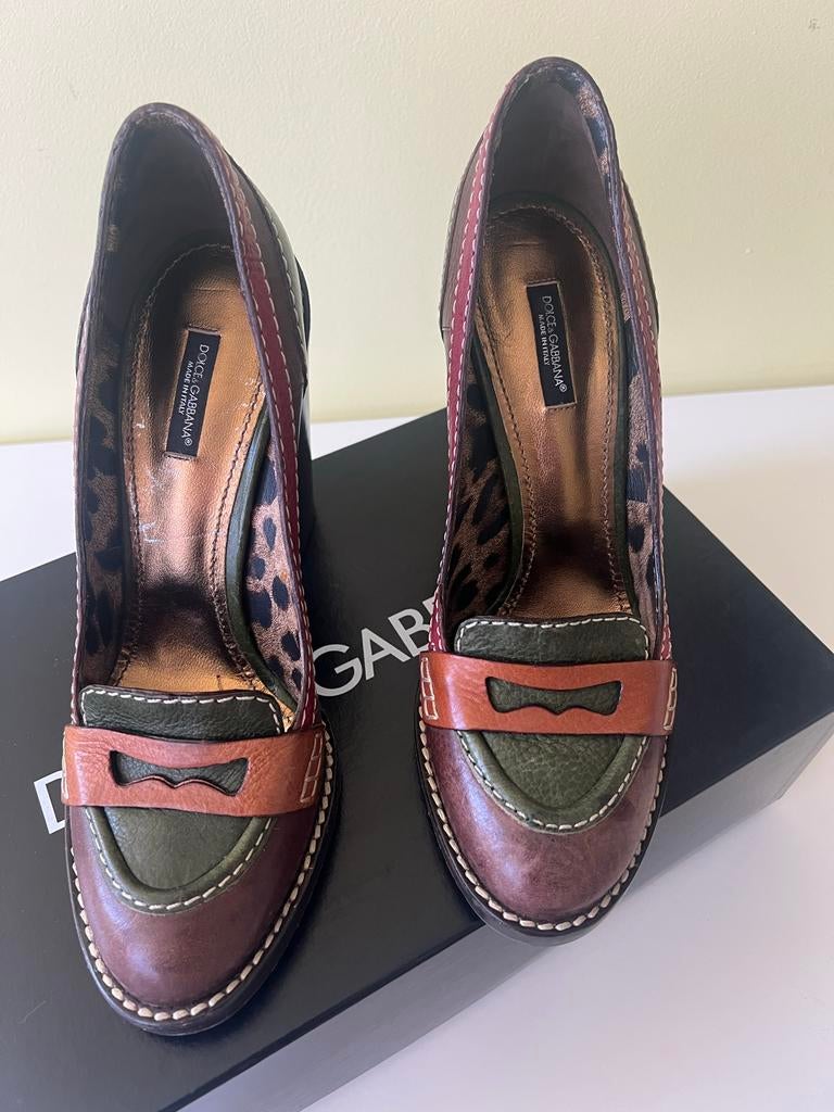 Dolce & Gabbana pumps met hak - Bruin/Groen/Rood, Pumps, Bruin, Verzenden, Zo goed als nieuw