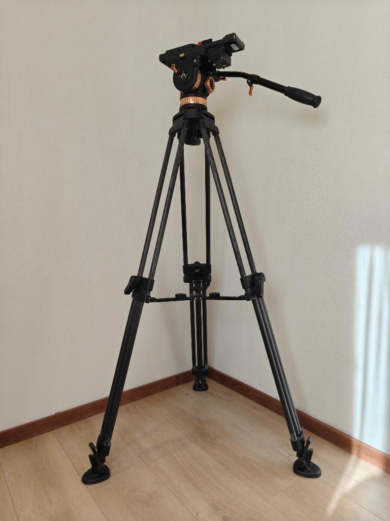 E-Image CT8702 Carbon Video Statief + 7107H Fluid Head, Ophalen, Gebruikt, Video