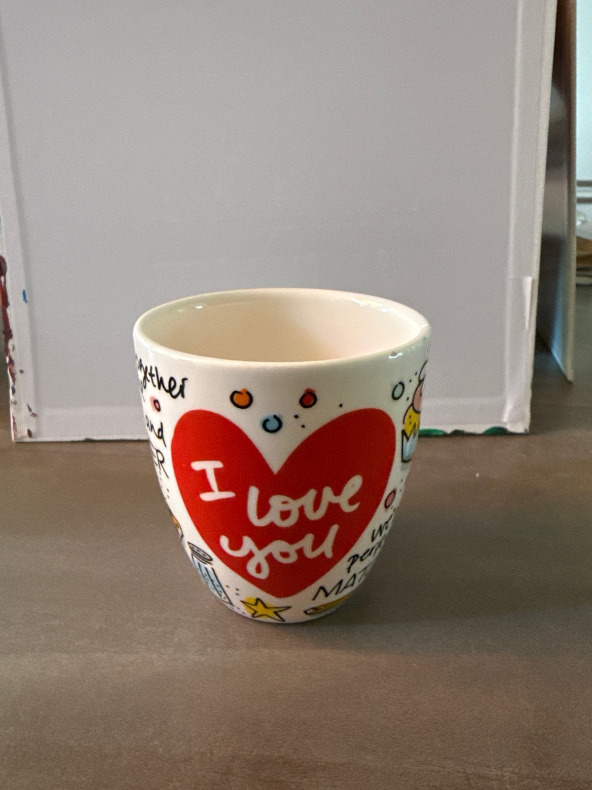 Mok Blond Amsterdam met 'I love you' en leuke illustraties, Ophalen, Gebruikt, Keramiek, Mok