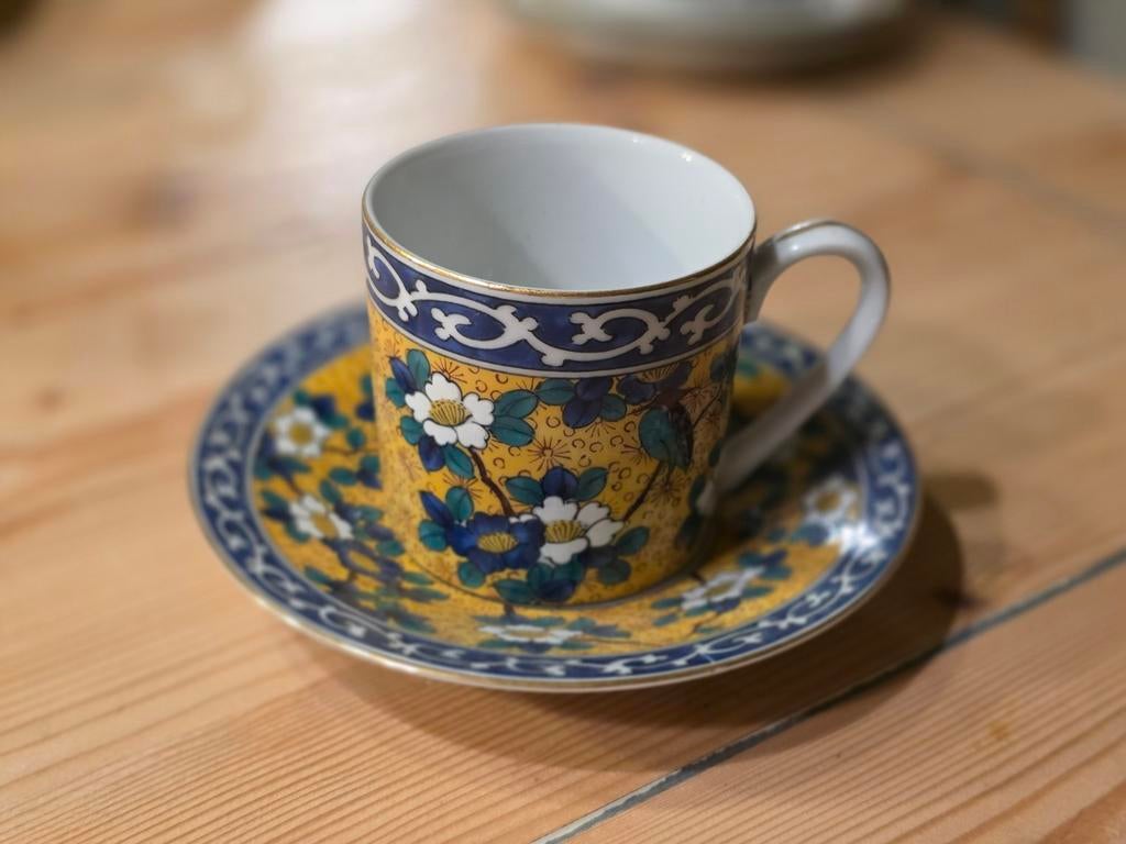 Japans kutani design kop en schotel, Ophalen of Verzenden