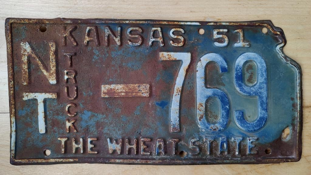 Kentekenplaat Kansas Amerika / USA (1951), Ophalen of Verzenden, Gebruikt, Auto's