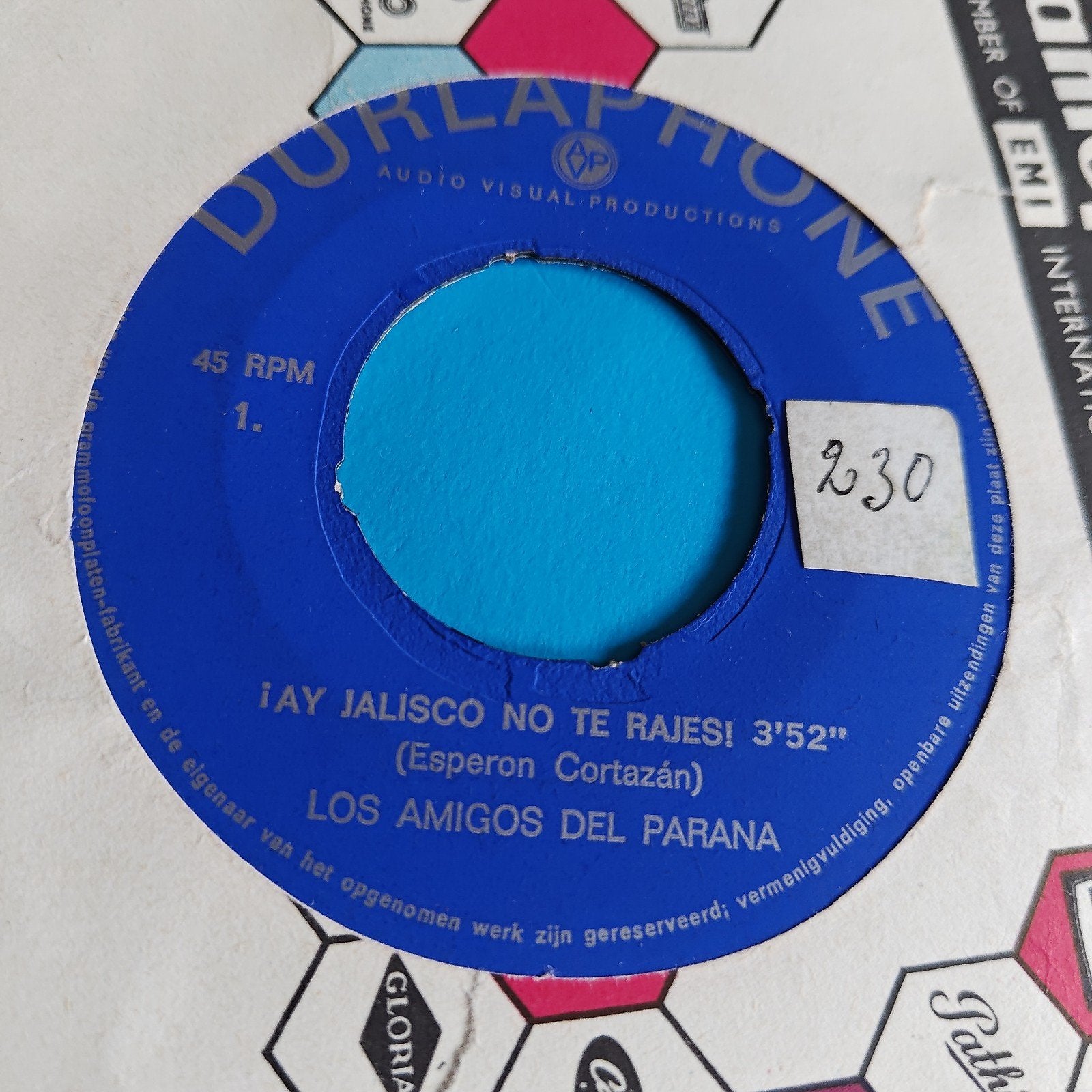 Los Amigos del Parana - ¡Ay Jalisco No Te Rajes! (45 RPM), Cd's en Dvd's, Latin en Salsa, Gebruikt, 7 inch, Ophalen of Verzenden