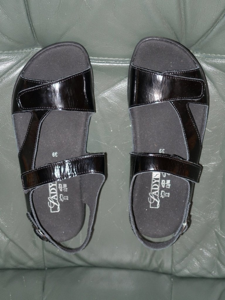 Ladysko verstelbare Comfort sandalen, leer, Bio-fit, maat 39, LadySko, Verzenden, Zwart, Sandalen of Muiltjes