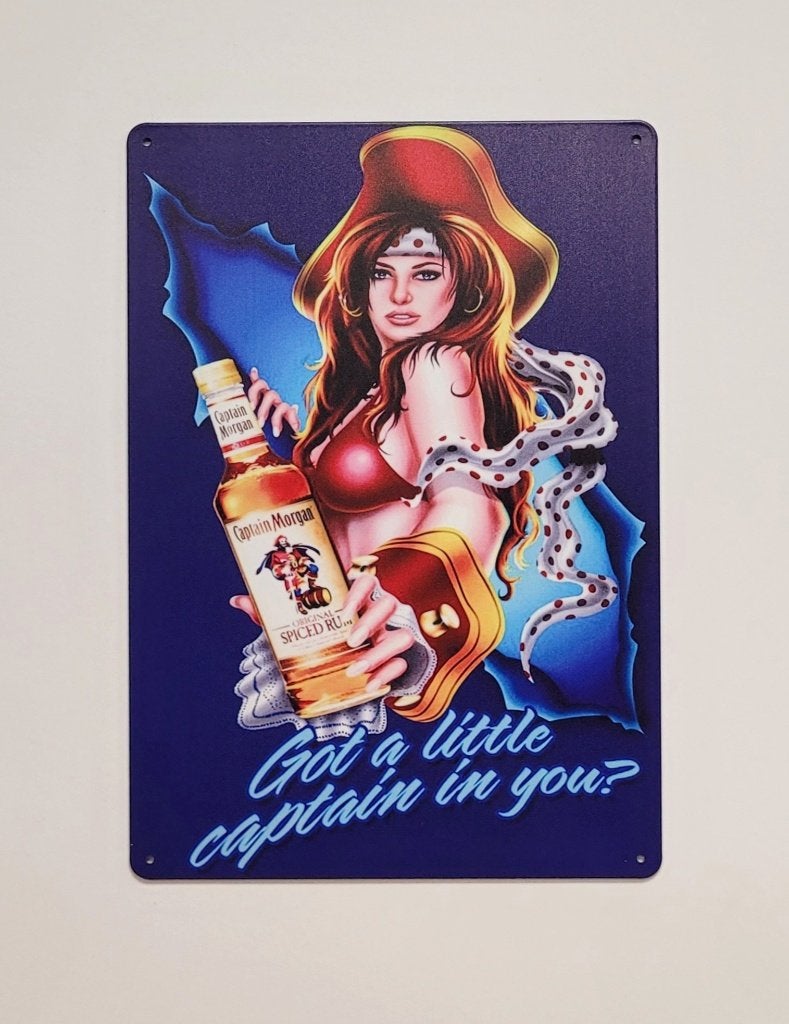 Captain Morgan captain in you reclamebord van metaal deco, Verzamelen, Reclamebord, Info@deconoord.nl, Deco Noord, Nieuw