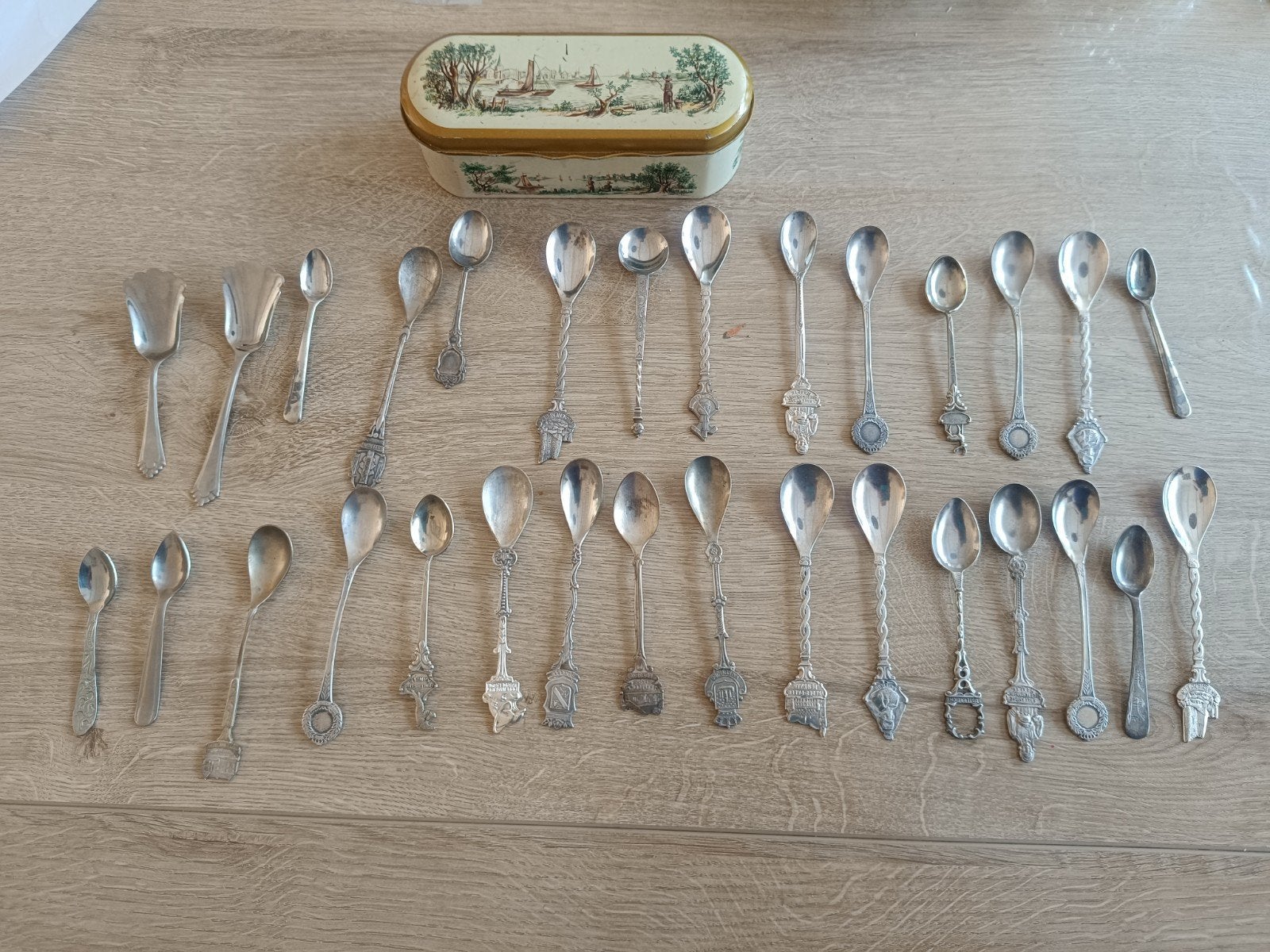Vintage/ antieke verzilverde theelepeltjes met doosje, Ophalen of Verzenden