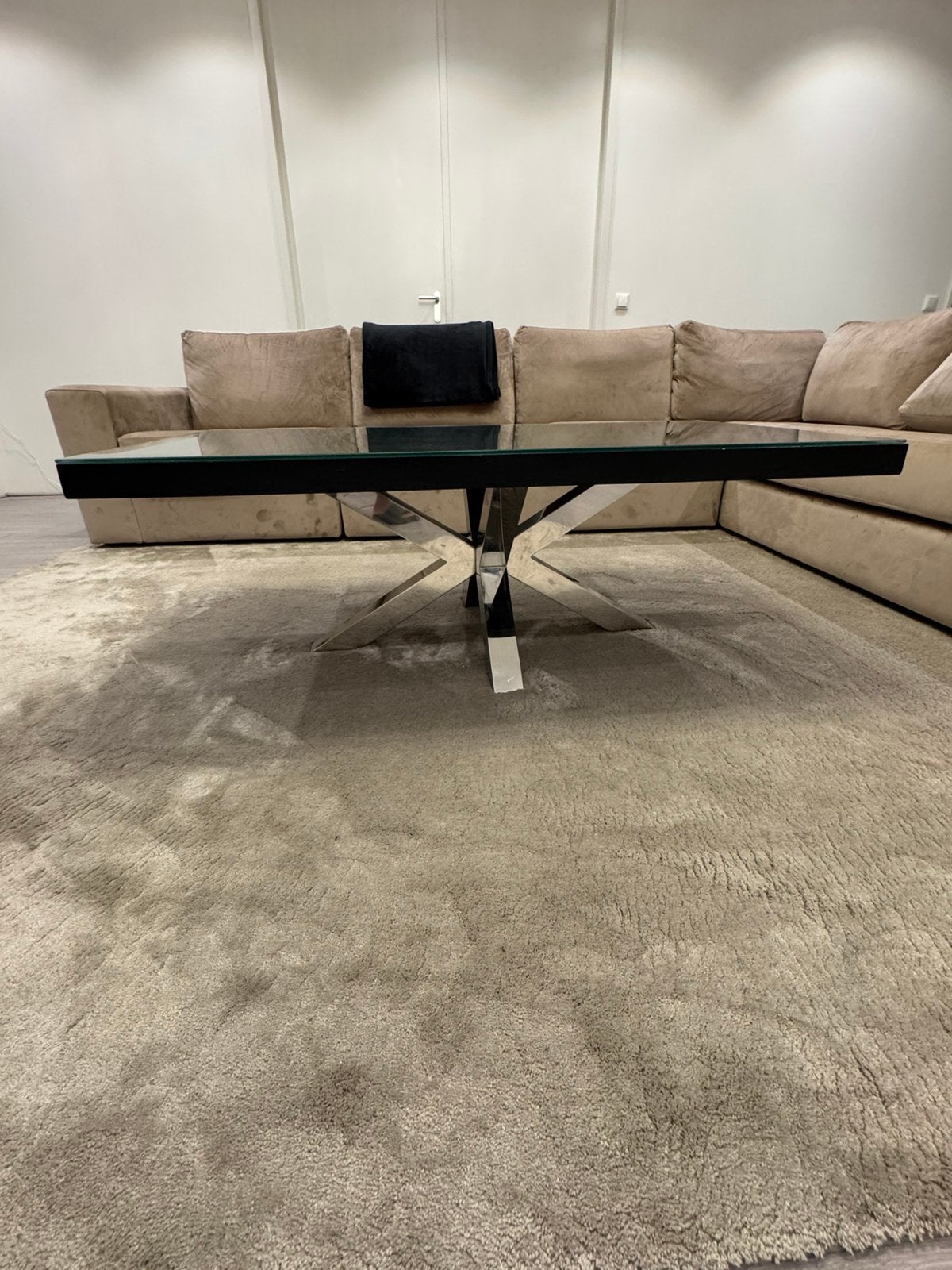 Zwarte salontafel visgraat 130  80 cm zilverkleurig, Ophalen, 100 tot 150 cm, 50 tot 100 cm, Zo goed als nieuw
